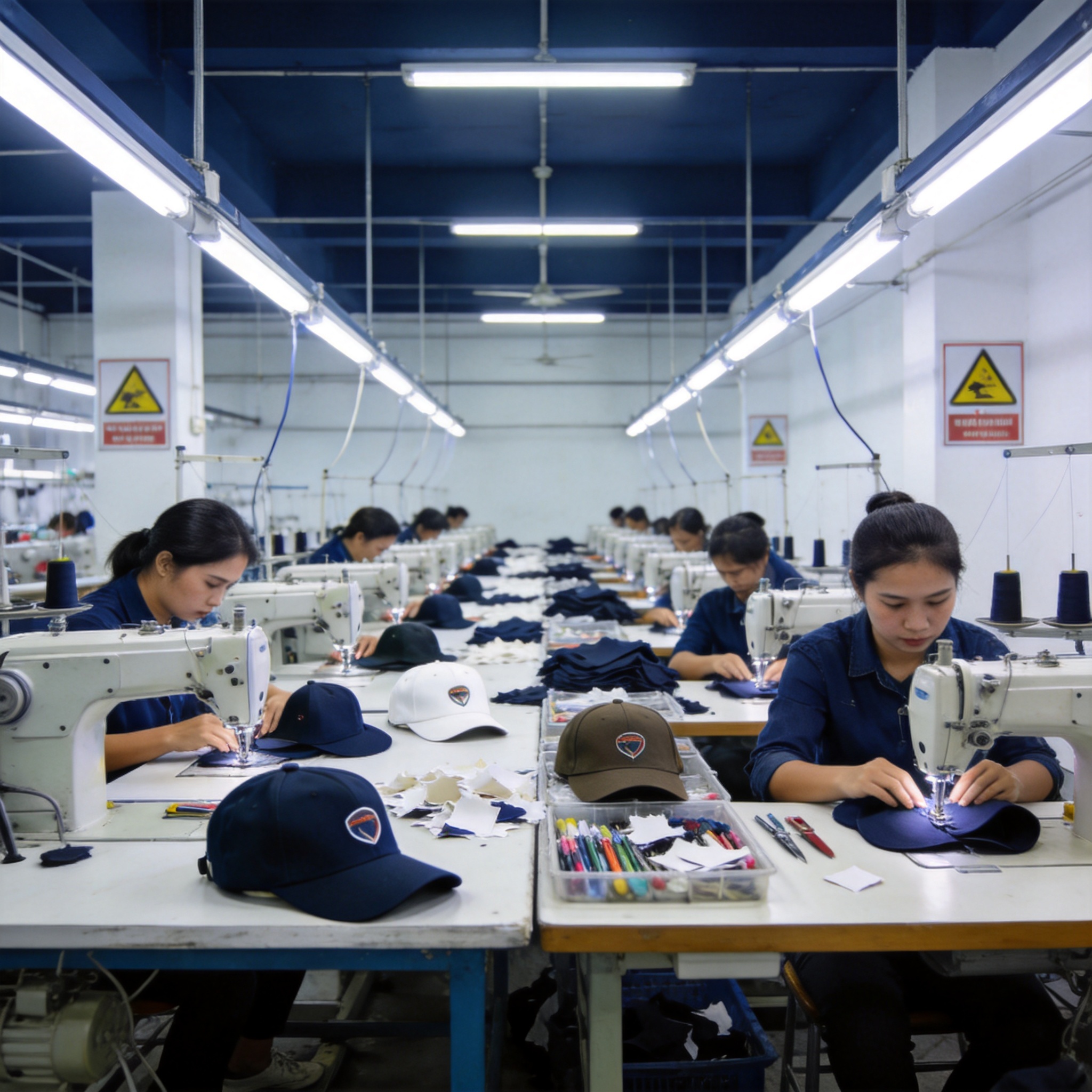 DEVCOM custom hat factory floor in Vietnam